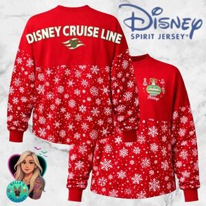 Disney Cruise Line Spirit Jersey Red Snowflake Holiday Christmas Unisex Small